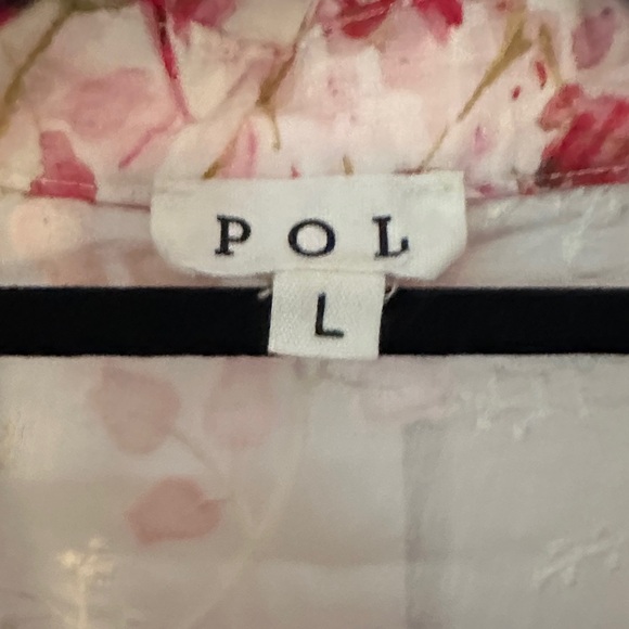 POL Floral Appliqué Sheer Button Down Top - Picture 2 of 5